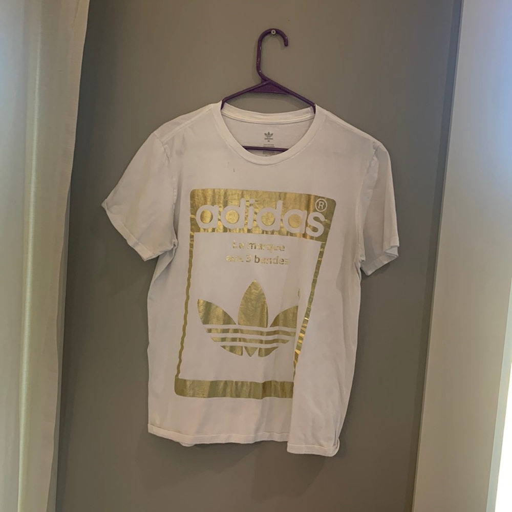 Gold and white adidas T-Shirt